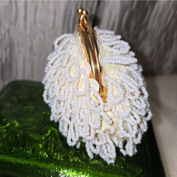 Beaded Evening Purse/coin Bag Evening Round Beaded, Sequins, Rhineston Vtg - Picture 2 of 16